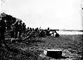 Schutztruppe machine gun detachment practicing with an MG 01 on a tripod mount in Deutsch-Ostafrika, between 1906 and 1918.