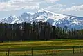 Canoe Mountain centred, Mount Thompson to left