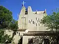 Church of Saint Benedict cross campanile stained glass windows 1975.