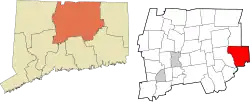 Mansfield's location within the Capitol Planning Region and the state of Connecticut