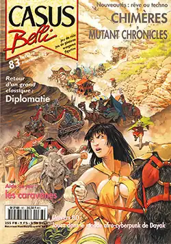 An illustration of a group of travelers riding through a mountain pass