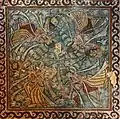 Ceiling fresco of female figures from an abandoned Gurdwara located in Mangat village in Pakistan