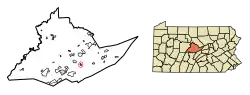 Location of Centre Hall in Centre County, Pennsylvania.