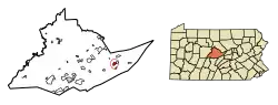 Location of Millheim in Centre County, Pennsylvania.