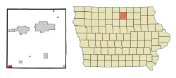 Location of Meservey, Iowa