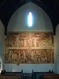 12th century medieval bestiary-inspired, romanesque fresco at St.Peter & St. Paul's church, Chaldon near Redhill