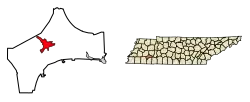 Location of Henderson in Chester County, Tennessee.