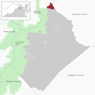 Location of the Chester Gap CDP within Rappahannock County