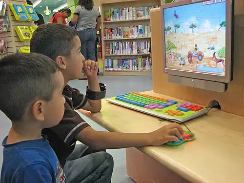Young student's practice computational thinking while playing games.