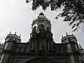 The church's central octagonal domed tower which is flanked by two smaller towers