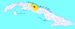 Cifuentes municipality (red) within Villa Clara Province (yellow) and Cuba