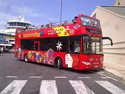 Open-top double-decker, used for tourist sightseeing