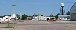 Downtown Clarks: Green Street, seen from across U.S. Highway 30