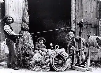 Hemp twiners, photographed by the Cristille brothers, late 19th century.