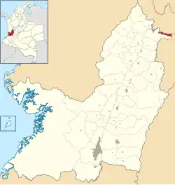 Location of the municipality and town of Ulloa, Colombia in the Valle del Cauca Department of Colombia.