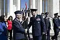 Commander of the Turkish Air Force Gen. Ziya Cemal Kadıoğlu (left) and Maj. Gen. Daniel DeVoe (right) at the Arlington National Cemetery in 2025