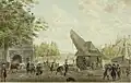 Slepershoofd; Wooden crane, looking northeast, by Cornelis van Noorde, 1767