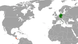 Map indicating locations of Costa Rica and Germany