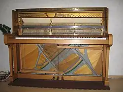 Inside of an acoustic piano