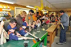 Cub Scouts make ice fishing traps in Eddington