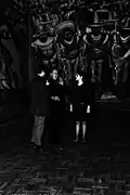 David Alfaro Siqueiros with other people at the Chapultepec Castle, 1960