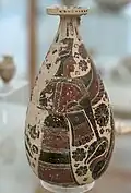 Alabastron, Artemis with swans, find from Heraion. Corinthian production, 620-600 BC.