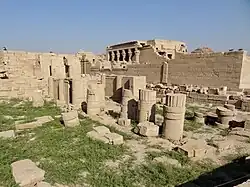 Ruins of the Dendera mammisi built by Pharaoh Nectanebo I (379/378–361/360 BC), one of the last native pharaohs.