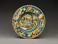 Dish with Achelous and Theseus, by Maestro Domenego da Venezia, c. 1550–70