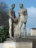 Sportforum, forecourt design with sculptures by Rudolf Oelzner