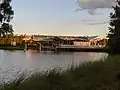 Art of Animation/Pop Century resorts station, located in the middle of Hourglass Lake