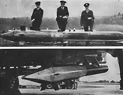 Upper image: Close-up of a Disney bomb