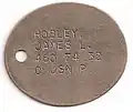 Navy military ID tag, pre-WWII, designation for Protestant: P
