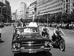 President of Ghana Kwame Nkrumah and President of Yugoslavia Josip Broz Tito arrive at the Conference