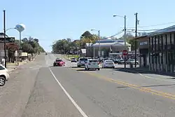 East along SH&nbsp;110 / SH&nbsp;135 in Downtown Troup, November 2014