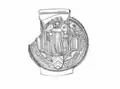 Seal of the Chapter of Soignies depicting Saint Vincent and his two sons: Landry and Dentelin.
