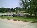 Duck pond with gazebo at apartment in Covington, Georgia
