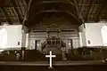 Interior of the church and its pews.