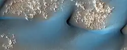 Close, color view of dunes, as seen by HiRISE under HiWish program