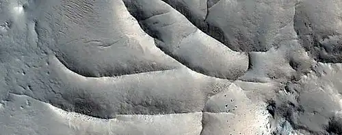 Close, color view of network of ridges, as seen by HiRISE under HiWish program This is an enlargement of a previous image.