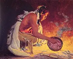 Indian by Firelight