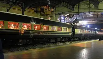 Passenger cars in a station