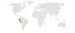 Map indicating locations of Ecuador and Peru
