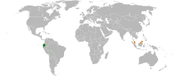 Map indicating locations of Ecuador and Malaysia