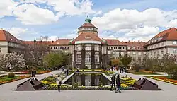 Main building and pond
