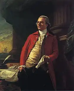 John Singleton Copley, Elkanah Watson, 1782.[23] The ship in the background represents the departure to America of the acknowledgement of the independence of the United States.[24]