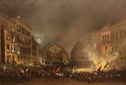 Image 28Episode of the 1854 Spanish Revolution in the Puerta del Sol, by Eugenio Lucas Velázquez. (from History of Spain)