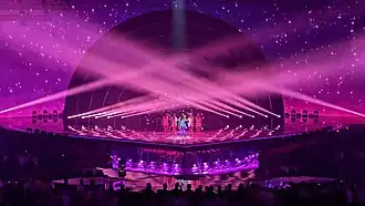 Scullion performing at the Eurovision Song Contest 2022