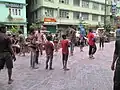 The Hindu festival of Holi being celebrated at Mahatma Gandhi Marg. (2014)
