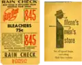 Filene's advertisement on back of Red Sox baseball ticket.