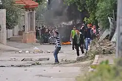 Palestinians demonstrating against the occupation in El-Arrub, 2011